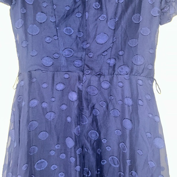 NWT Elegant Navy Blue Dress with Polka Dots size petite small - Picture 8 of 10